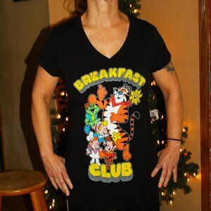 Vintage Kellogg's Breakfast Club T Shirt, Retro V Neck Pullover